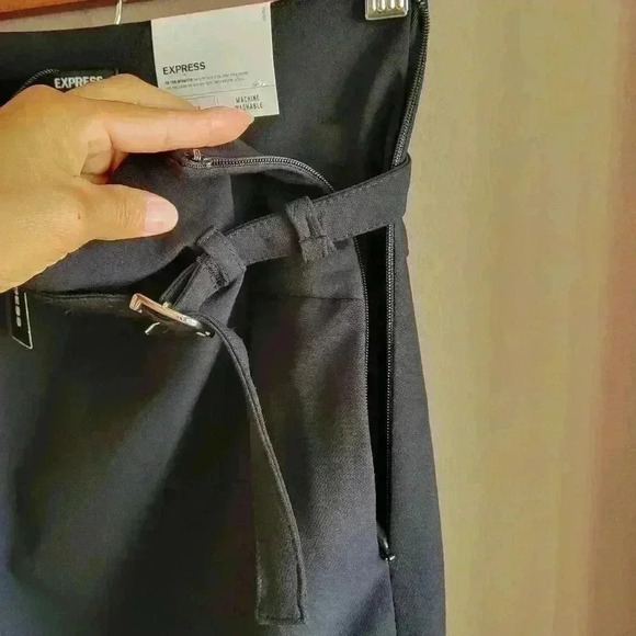 Brand New EXPRESS Women's Pencil Belt Skirt Black Size 0 Stetch High Rise - Picture 5 of 9